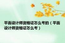 平面设计师资格证怎么考的（平面设计师资格证怎么考）