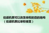 往返机票可以改签单程的目的地吗（往返机票比单程便宜）