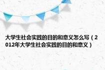 大学生社会实践的目的和意义怎么写（2012年大学生社会实践的目的和意义）