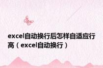 excel自动换行后怎样自适应行高（excel自动换行）