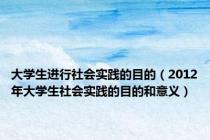 大学生进行社会实践的目的（2012年大学生社会实践的目的和意义）