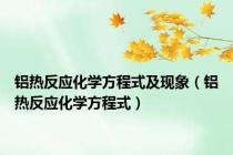 铝热反应化学方程式及现象（铝热反应化学方程式）