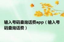 输入号码查询话费app（输入号码查询话费）