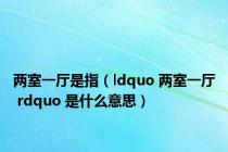 两室一厅是指（ldquo 两室一厅 rdquo 是什么意思）