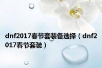 dnf2017春节套装备选择（dnf2017春节套装）