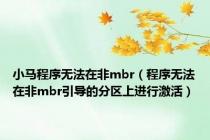 小马程序无法在非mbr（程序无法在非mbr引导的分区上进行激活）