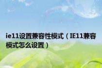 ie11设置兼容性模式（IE11兼容模式怎么设置）