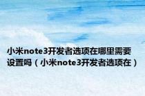 小米note3开发者选项在哪里需要设置吗（小米note3开发者选项在）