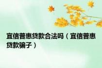 宜信普惠贷款合法吗（宜信普惠贷款骗子）