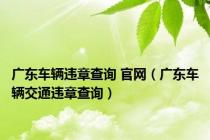 广东车辆违章查询 官网（广东车辆交通违章查询）