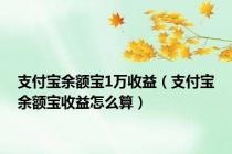 支付宝余额宝1万收益（支付宝余额宝收益怎么算）