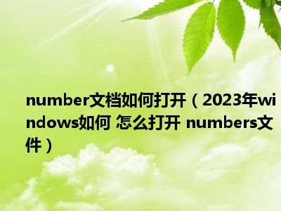 number文档如何打开（2023年windows如何 怎么打开 numbers文件）
