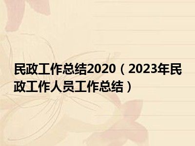 民政工作总结2020（2023年民政工作人员工作总结）