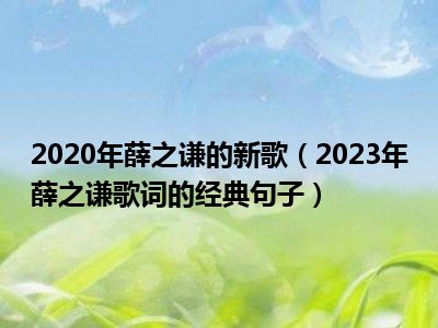 2020年薛之谦的新歌（2023年薛之谦歌词的经典句子）