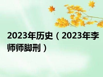 2023年历史（2023年李师师脚刑）