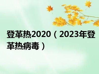 登革热2020（2023年登革热病毒）