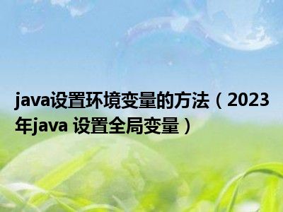 java设置环境变量的方法（2023年java 设置全局变量）