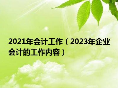 2021年会计工作（2023年企业会计的工作内容）