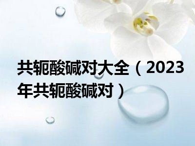 共轭酸碱对大全（2023年共轭酸碱对）