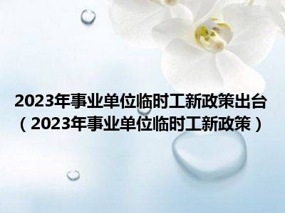 2023年事业单位临时工新政策出台（2023年事业单位临时工新政策）