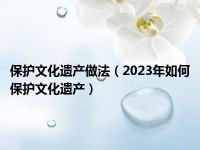 保护文化遗产做法（2023年如何保护文化遗产）