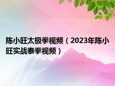 陈小旺太极拳视频（2023年陈小旺实战泰拳视频）