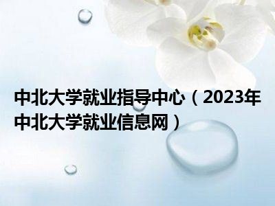 中北大学就业指导中心（2023年中北大学就业信息网）