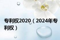 专利权2020（2024年专利权）