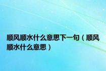 顺风顺水什么意思下一句（顺风顺水什么意思）