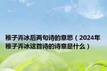 稚子弄冰后两句诗的意思（2024年稚子弄冰这首诗的诗意是什么）