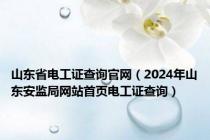 山东省电工证查询官网（2024年山东安监局网站首页电工证查询）