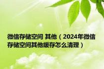 微信存储空间 其他（2024年微信存储空间其他缓存怎么清理）