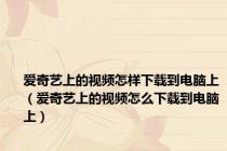 爱奇艺上的视频怎样下载到电脑上（爱奇艺上的视频怎么下载到电脑上）