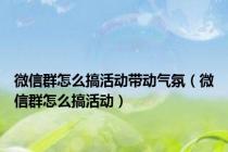 微信群怎么搞活动带动气氛（微信群怎么搞活动）