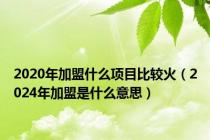 2020年加盟什么项目比较火（2024年加盟是什么意思）