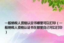 一般纳税人资格认定书哪里可以打印（一般纳税人资格认证书在那里自己可以打印）