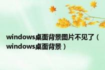 windows桌面背景图片不见了（windows桌面背景）