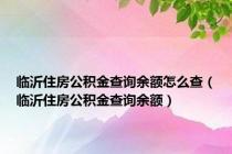 临沂住房公积金查询余额怎么查（临沂住房公积金查询余额）