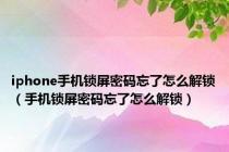 iphone手机锁屏密码忘了怎么解锁（手机锁屏密码忘了怎么解锁）