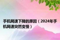 手机网速下降的原因（2024年手机网速突然变慢）