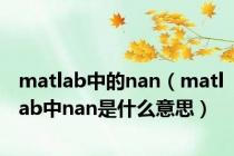 matlab中的nan（matlab中nan是什么意思）