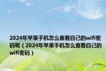 2024年苹果手机怎么查看自己的wifi密码呢（2024年苹果手机怎么查看自己的wifi密码）