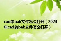 cad中bak文件怎么打开（2024年cad的bak文件怎么打开）