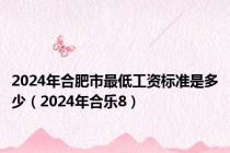 2024年合肥市最低工资标准是多少（2024年合乐8）