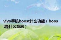 vivo手机boost什么功能（boost是什么意思）