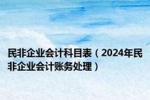 民非企业会计科目表（2024年民非企业会计账务处理）