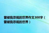 曾被我忽视的世界作文300字（曾被我忽视的世界）