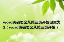 word页码怎么从第三页开始设置为1（word页码怎么从第三页开始）