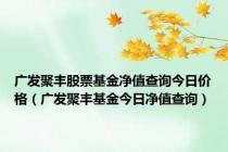 广发聚丰股票基金净值查询今日价格（广发聚丰基金今日净值查询）