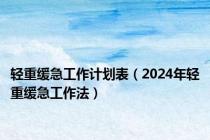 轻重缓急工作计划表（2024年轻重缓急工作法）